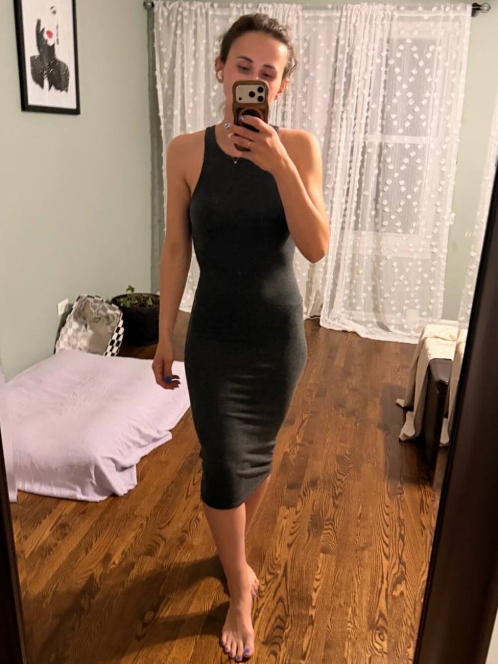 Express Charcoal Gray Ribbed Dress